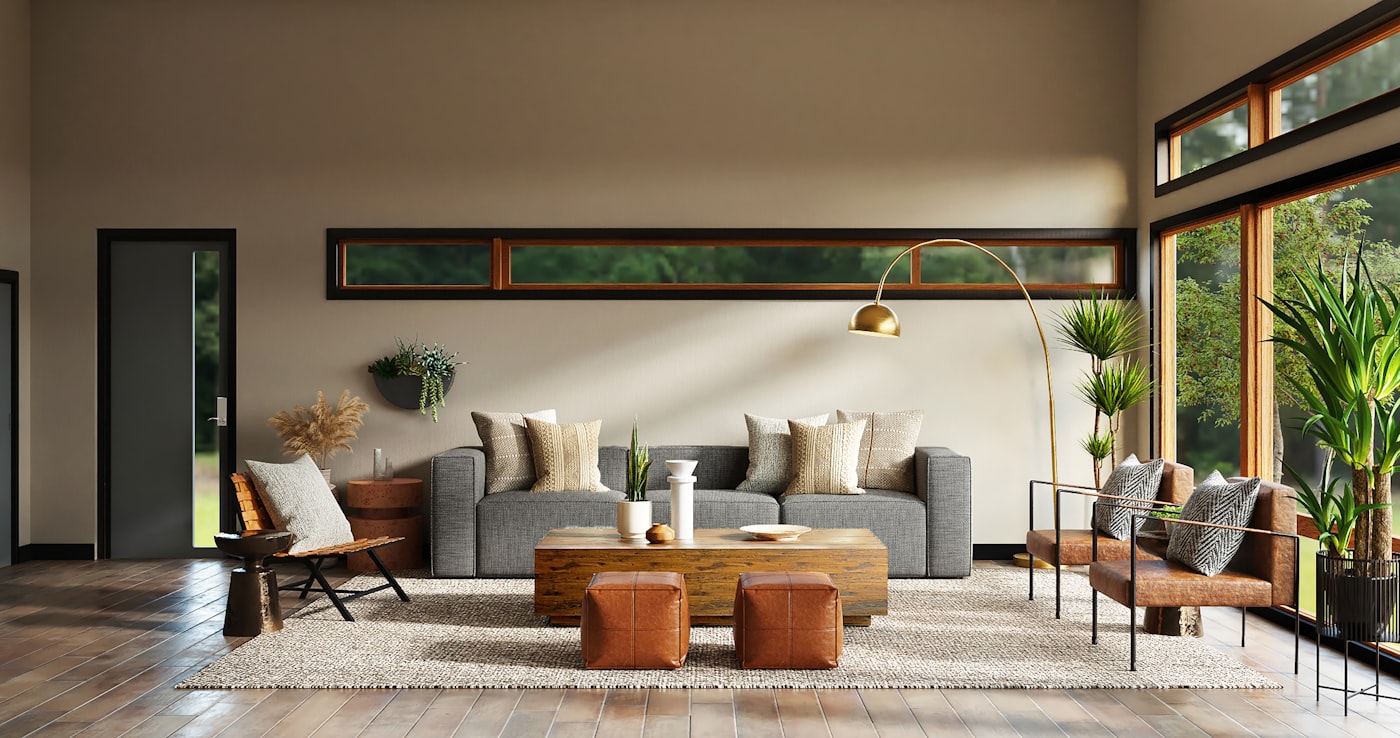 Refined modern interior reflecting design development