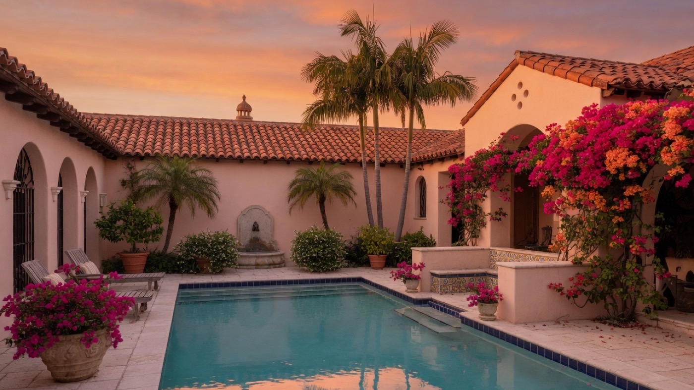 Belleair Beach Mediterranean — Courtyard pool