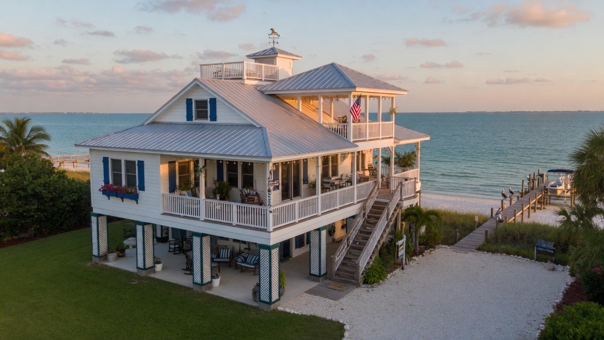 Gulf coast beach house with wraparound decks